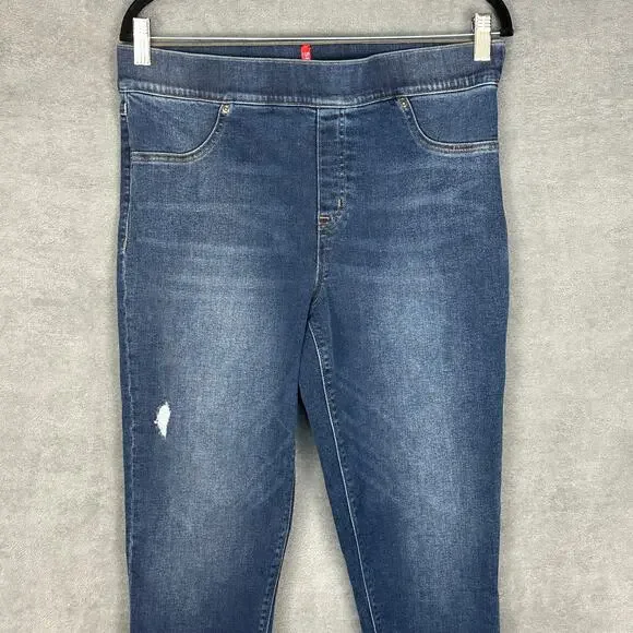 Spanx Jeans Womens Extra Large Blue Pullon Stretch Skinny Ankle Raw Hem Slimming - Picture 2 of 14